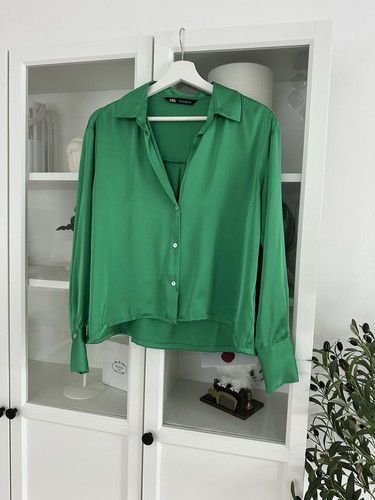 Zara seiden optik bluse grün - zara,