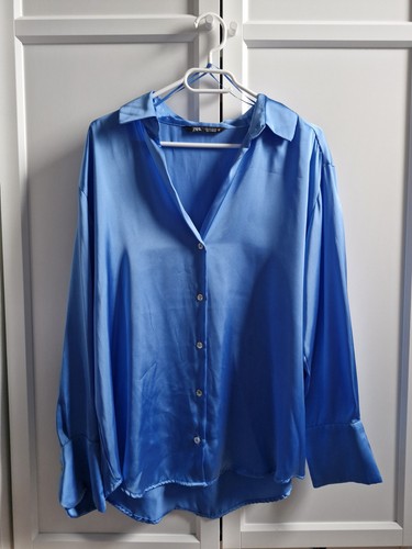 Hellblaue satinbluse von - hellblaue, zara