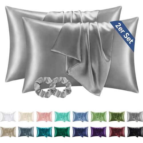 Satin kissenbezug 40x60 grau - 40x60,